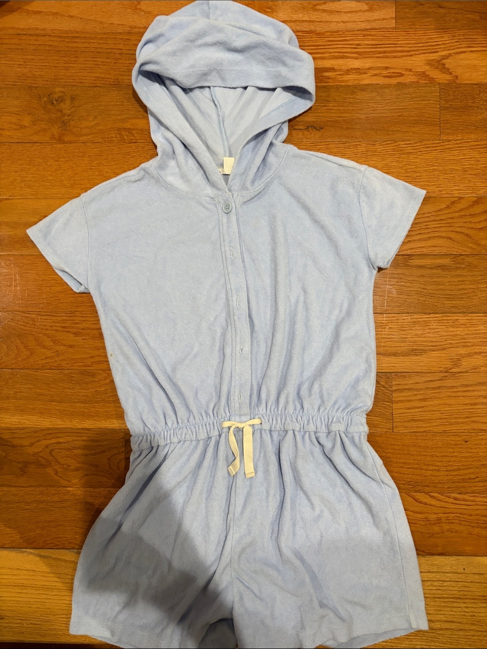 Crewcuts Pale Blue Hooded Romper with Silver Trim